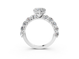 White gold Heart Diamond Prong Setting with Side Stones on a Pave Band_164