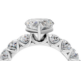 White gold Heart Diamond Prong Setting with Side Stones on a Pave Band_165
