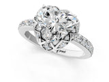 White gold Heart Diamond Solitaire Ring with Shared Prong Pavé Band_54