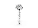 White gold Heart Diamond Solitaire Ring with Shared Prong Pavé Band_55