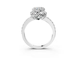 White gold Heart Diamond Solitaire Ring with Shared Prong Pavé Band_56