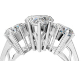 White gold Heart Diamond Three-Stone Ring with Prong Setting and Textured Band_10