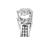 White gold Heart Diamond Three-Stone Ring with Prong Setting and Textured Band_11