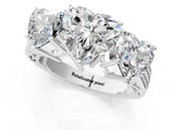 White gold Heart Diamond Three-Stone Ring with Prong Setting and Textured Band_7