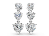 White gold Heart Diamond Triple Drop Earrings
