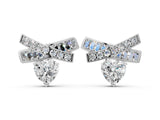 White gold Heart Diamond X Stud Earrings with Baguette and Round Accents_8