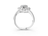 White gold Heart Halo Cluster Diamond Engagement Ring with Prong Setting and Polished Band_18