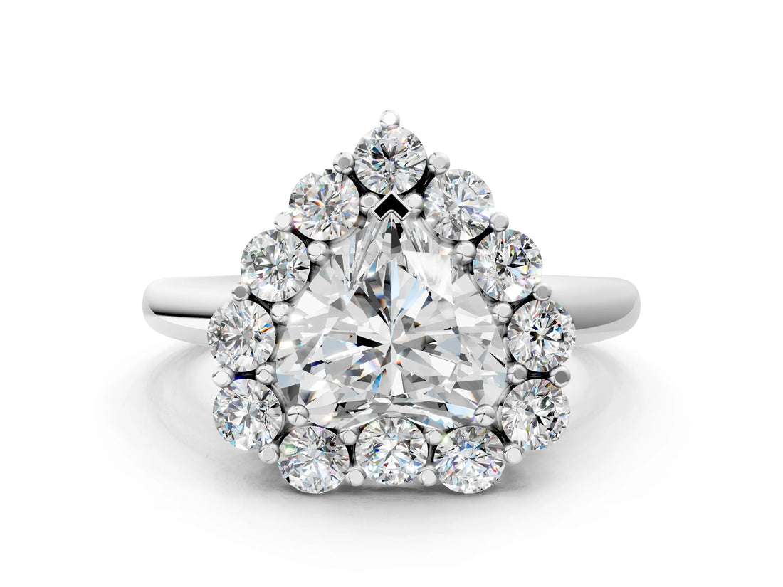 White gold Heart Halo Cluster Diamond Engagement Ring with Prong Setting and Polished Band_27