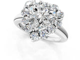 White gold Heart Halo Cluster Diamond Engagement Ring with Prong Setting and Polished Band_28