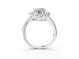 White gold Heart Halo Cluster Diamond Engagement Ring with Prong Setting and Polished Band_30