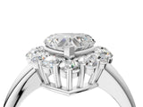 White gold Heart Halo Cluster Diamond Engagement Ring with Prong Setting and Polished Band_31