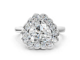 White gold Heart Halo Cluster Diamond Engagement Ring with Solitaire Band and Prong Setting_49