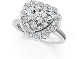 White gold Heart Halo Cluster Diamond Engagement Ring with Solitaire Band and Prong Setting_50