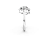 White gold Heart Halo Cluster Diamond Engagement Ring with Solitaire Band and Prong Setting_51