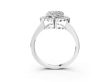 White gold Heart Halo Cluster Diamond Engagement Ring with Solitaire Band and Prong Setting_52