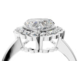 White gold Heart Halo Cluster Diamond Engagement Ring with Solitaire Band and Prong Setting_53