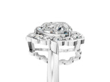 White gold Heart Halo Cluster Diamond Engagement Ring with Solitaire Band and Prong Setting_54