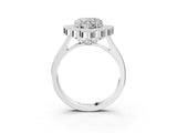 White gold Heart Halo Diamond Cluster Engagement Ring with Milgrain Bezel Setting and Solitaire Band_60