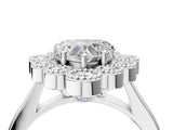 White gold Heart Halo Diamond Cluster Engagement Ring with Milgrain Bezel Setting and Solitaire Band_61