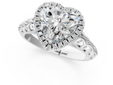 White gold Heart Halo Diamond Engagement Ring with Intricate Filigree Band and Four-Prong Setting_35