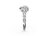White gold Heart Halo Diamond Engagement Ring with Intricate Filigree Band and Four-Prong Setting_36