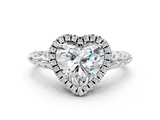 White gold Heart Halo Diamond Engagement Ring with Intricate Filigree Band and Four-Prong Setting_36