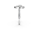 White gold Heart Halo Diamond Engagement Ring with Milgrain Band and Four-Prong Setting_39