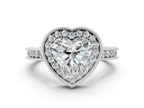 White gold Heart Halo Diamond Engagement Ring with Milgrain Pave Band and Four-Prong Setting_57