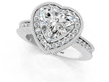 White gold Heart Halo Diamond Engagement Ring with Milgrain Pave Band and Four-Prong Setting_58