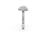 White gold Heart Halo Diamond Engagement Ring with Milgrain Pave Band and Four-Prong Setting_59