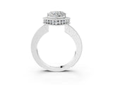 White gold Heart Halo Diamond Engagement Ring with Milgrain Pave Band and Four-Prong Setting_60