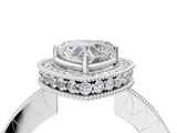 White gold Heart Halo Diamond Engagement Ring with Milgrain Pave Band and Four-Prong Setting_61