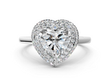 White gold Heart Halo Diamond Engagement Ring with Solitaire Band and Four-Prong Setting_18