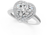 White gold Heart Halo Diamond Engagement Ring with Solitaire Band and Four-Prong Setting_21