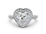 White gold Heart Halo Diamond Engagement Ring with Split Shank Band and Four-Prong Setting_6
