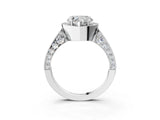 White gold Heart Halo Diamond Engagement Ring with Split Shank Band and Four-Prong Setting_9