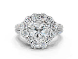 White gold Heart Halo Diamond Engagement Ring with Split Shank and Prong Setting_66
