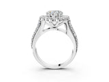 White gold Heart Halo Diamond Engagement Ring with Split Shank and Prong Setting_69
