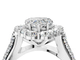 White gold Heart Halo Diamond Engagement Ring with Split Shank and Prong Setting_70