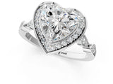 White gold Heart Halo Diamond Engagement Ring with Twisted Band and Four-Prong Setting 1