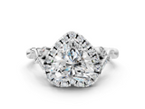White gold Heart Halo Diamond Engagement Ring with Vintage-Inspired Band and Four-Prong Setting_3