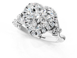 White gold Heart Halo Diamond Engagement Ring with Vintage-Inspired Band and Four-Prong Setting_4