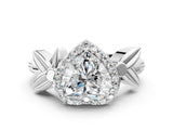 White gold Heart Halo Diamond Floral Band with Four-Prong Setting_113