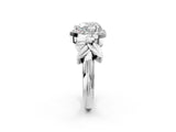 White gold Heart Halo Diamond Floral Band with Four-Prong Setting_114