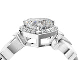 White gold Heart Halo Diamond Floral Band with Four-Prong Setting_117