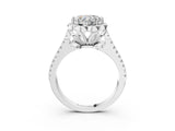 White gold Heart Halo Diamond Floral Split Shank Engagement Ring 3