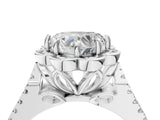 White gold Heart Halo Diamond Floral Split Shank Engagement Ring 4