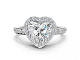 White gold Heart Halo Diamond Pavé Band Ring with Prong Setting_20