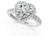 White gold Heart Halo Diamond Pavé Band Ring with Prong Setting_21