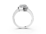 White gold Heart Halo Diamond Pavé Band Ring with Prong Setting_23